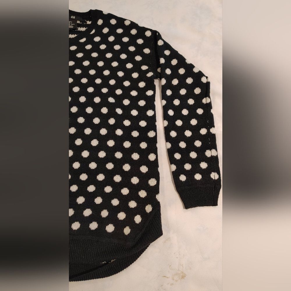 H&M Black & White Polka Dot Sweater Sz Small - Picture 5 of 14